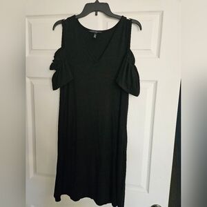 White House Black Market Black Cold Shoulder Mini Dress With V neck.